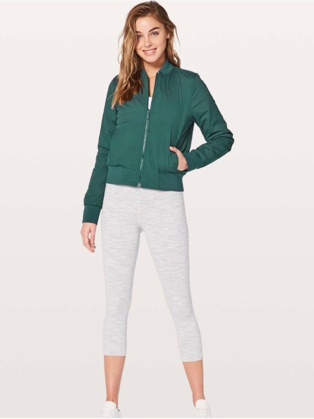 Lululemon Non-Stop Bomber Jacket Reversible Size 2 Teal Shadow Mystic Green EUC